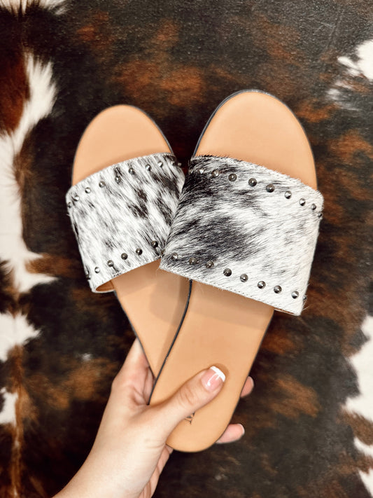 Cowhide Studded  Sandals
