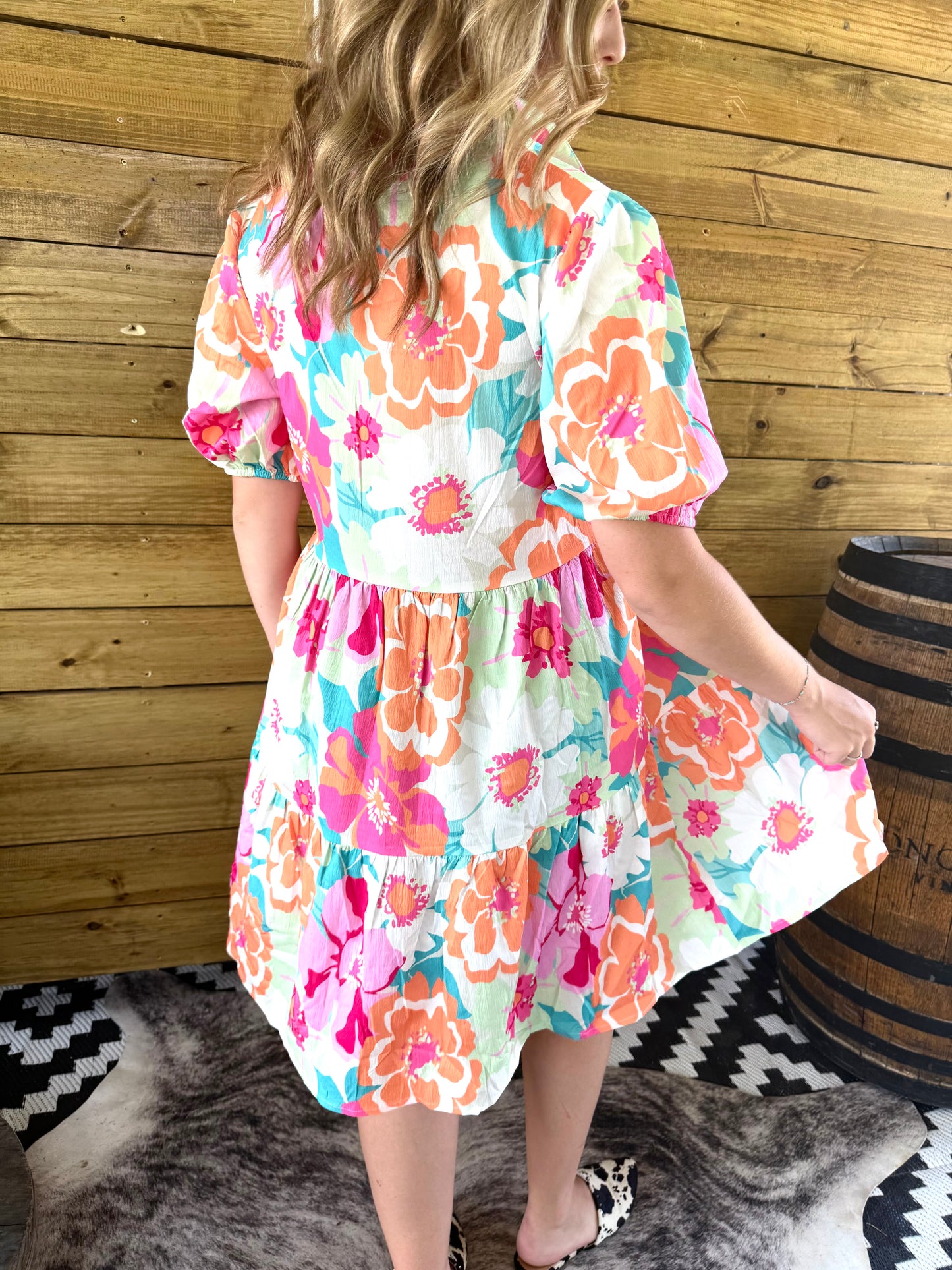 Neon Flower Babydoll Dress