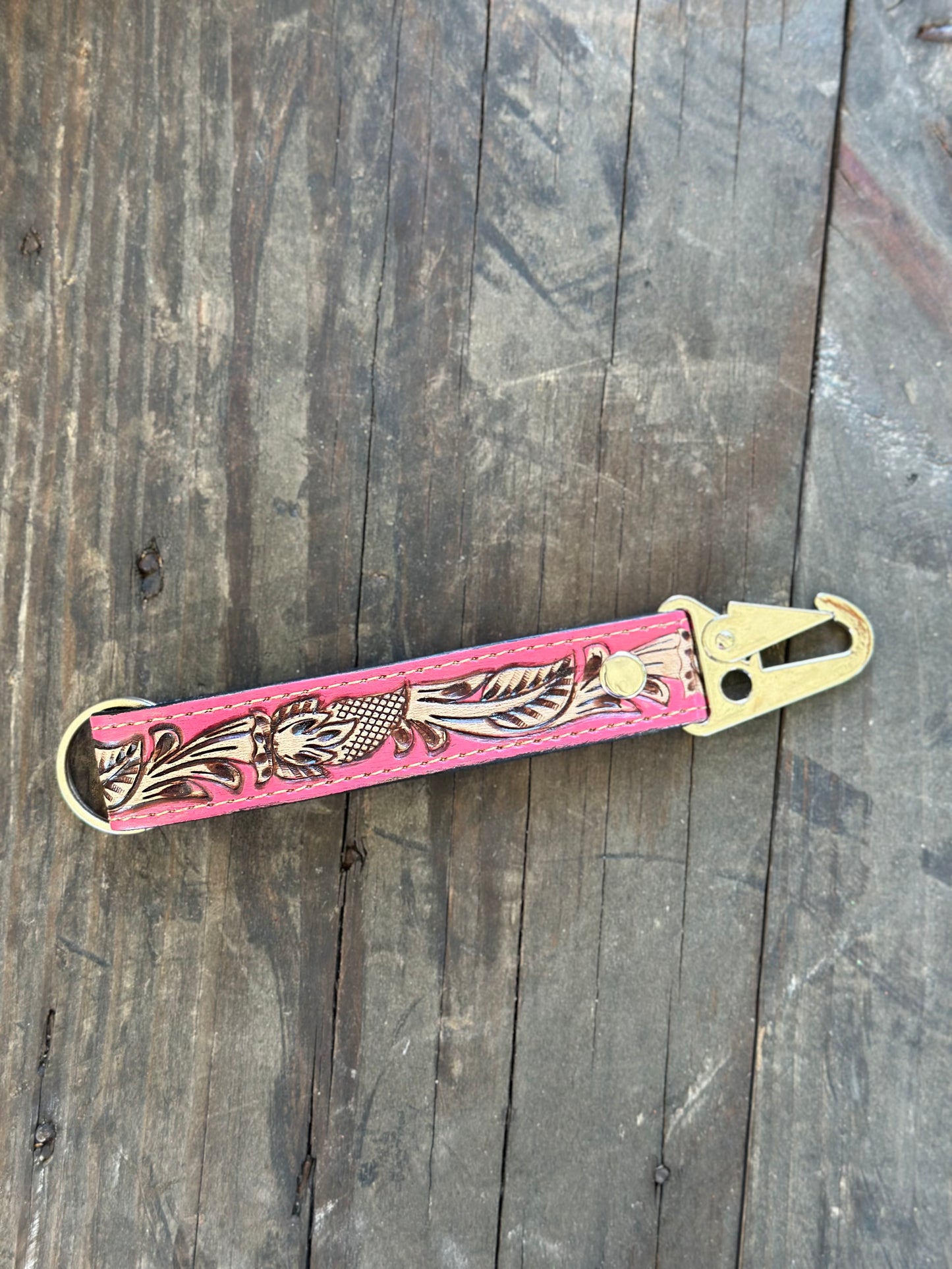 Pink Leather Wristlet