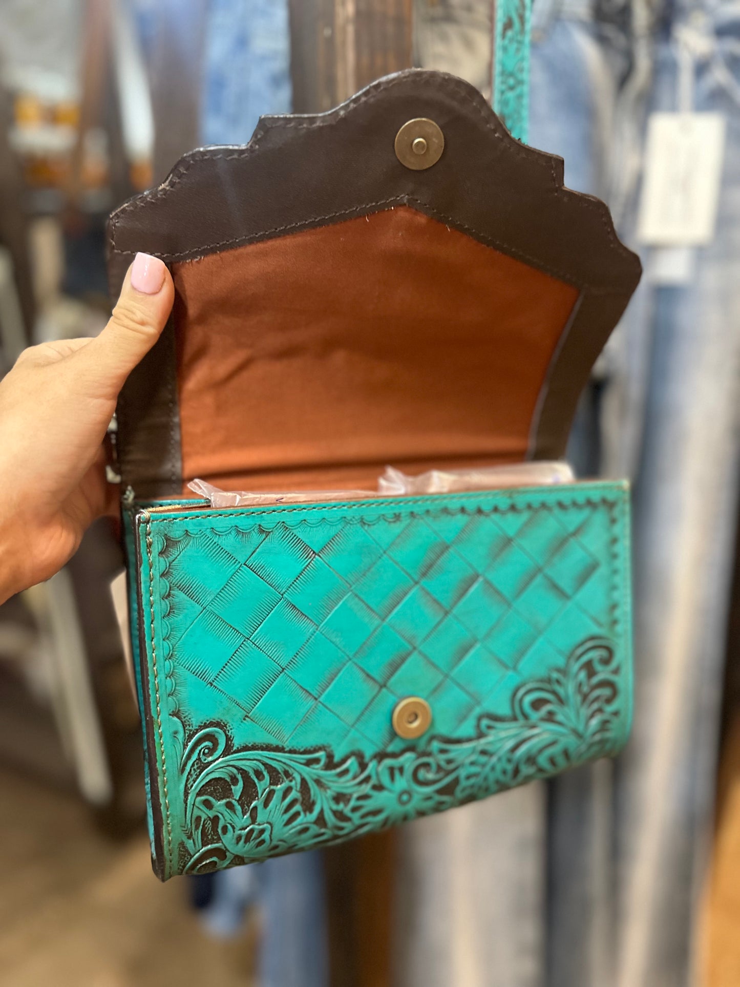 Belimie Tooled Purse Teal