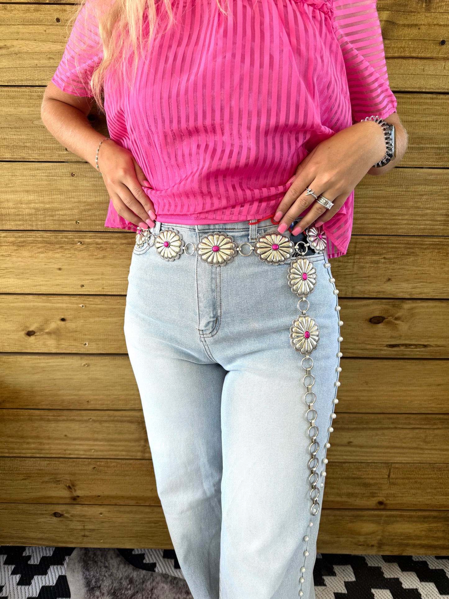 Pink Metal Concho Belt