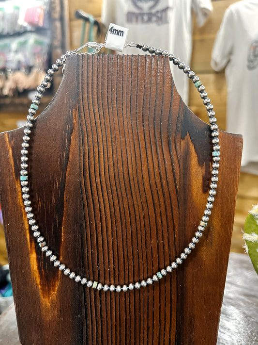 4mm Sterling Turquoise Pearls