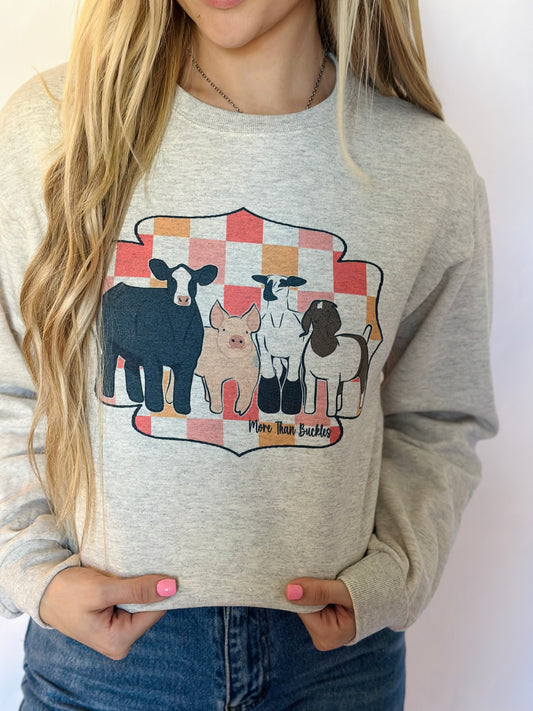 Checkered Show Animal Crewneck