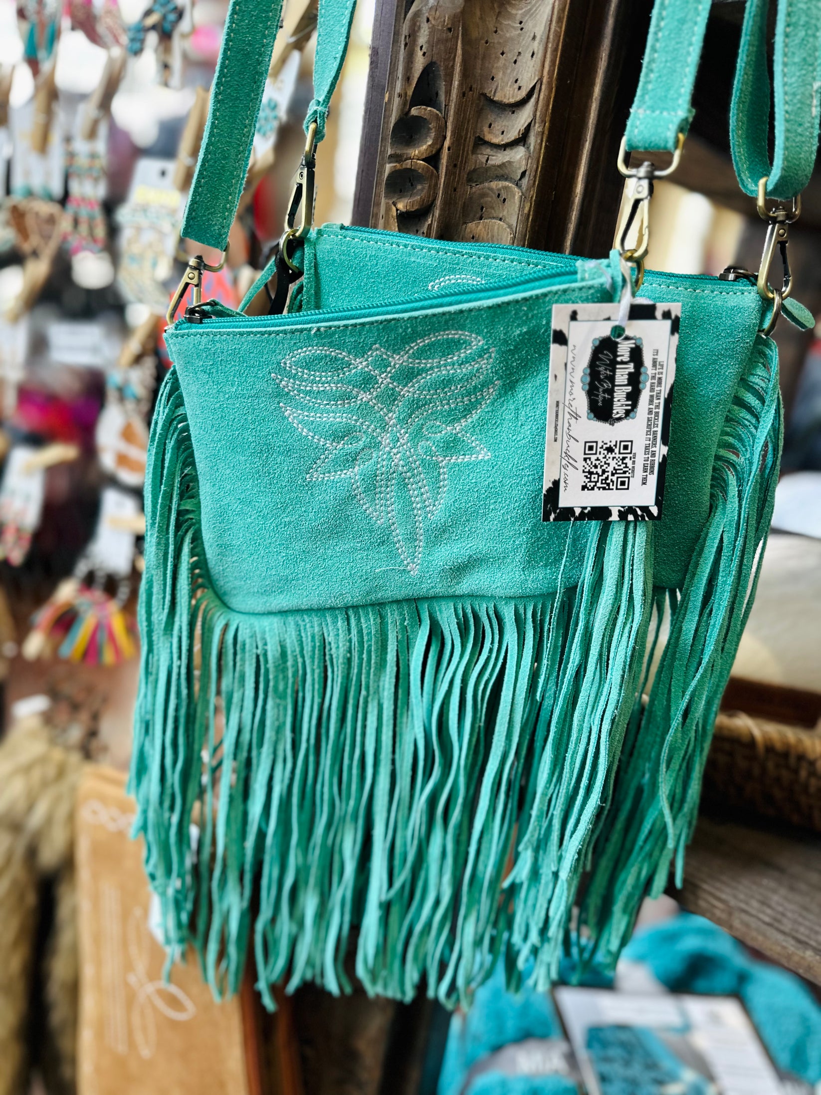 Suede Leather Boot Stitch Crossbody main image 0