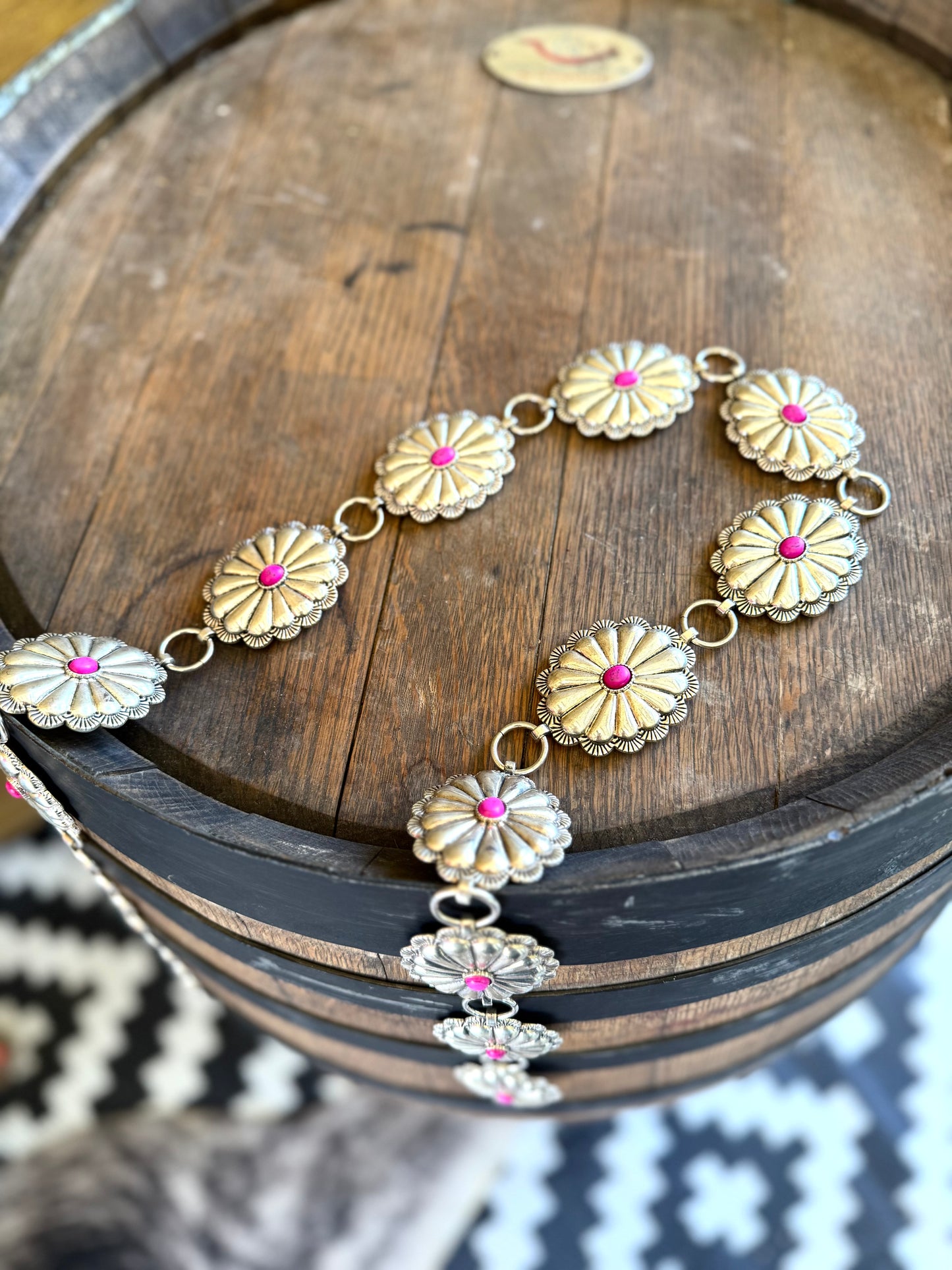 Pink Metal Concho Belt