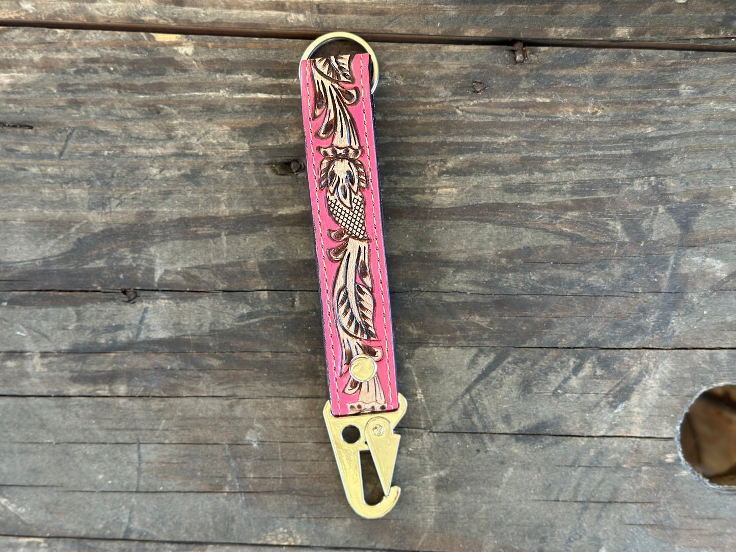 Pink Leather Wristlet
