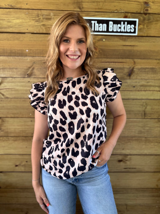 Leopard Ruffle Blouse