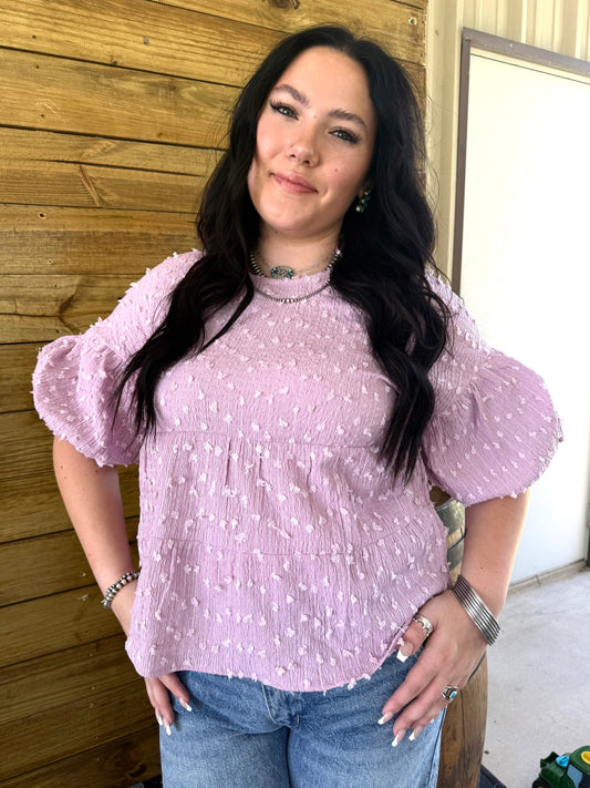 Purple Crinkle Knit Blouse